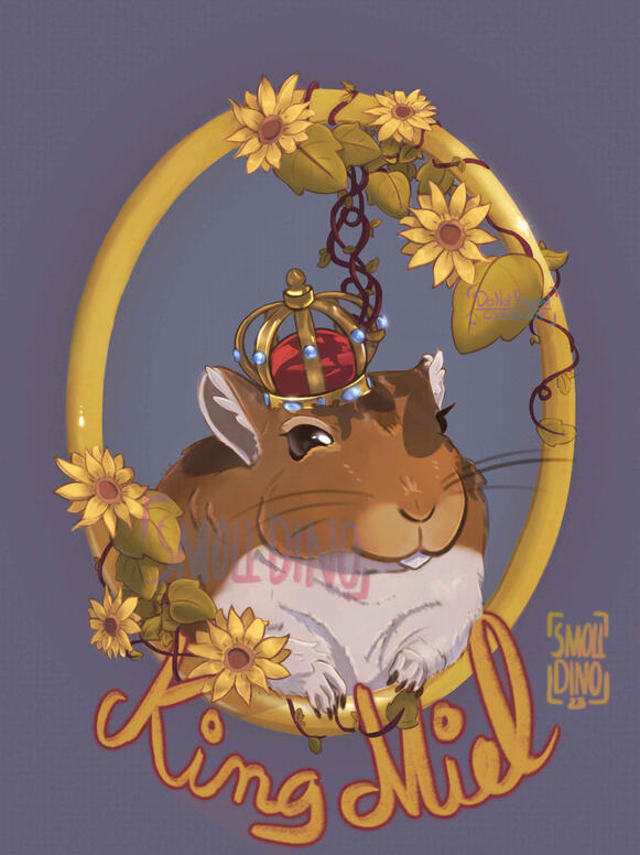 Full colored and rendered gerbil pet portrait with added details